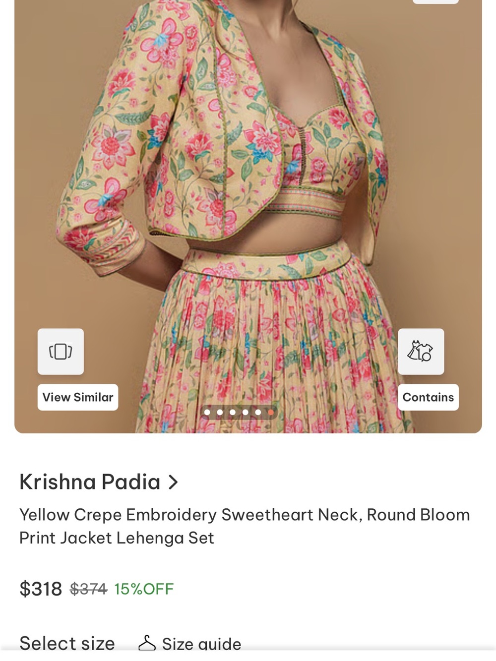 Wildflower by Krishna Peach Lined Skirt set with Coral Label